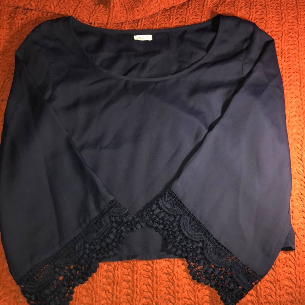 Hollister Silky Blue Long Sleeve Top